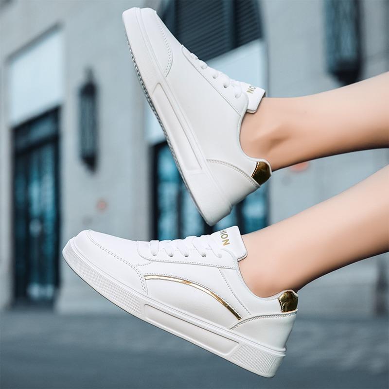 Women's Vulcanized Sneakers Summer Casual Ladies Footwear Light Soft Comfort Walking Shoes Stylish Simple Lace-Up White Shose