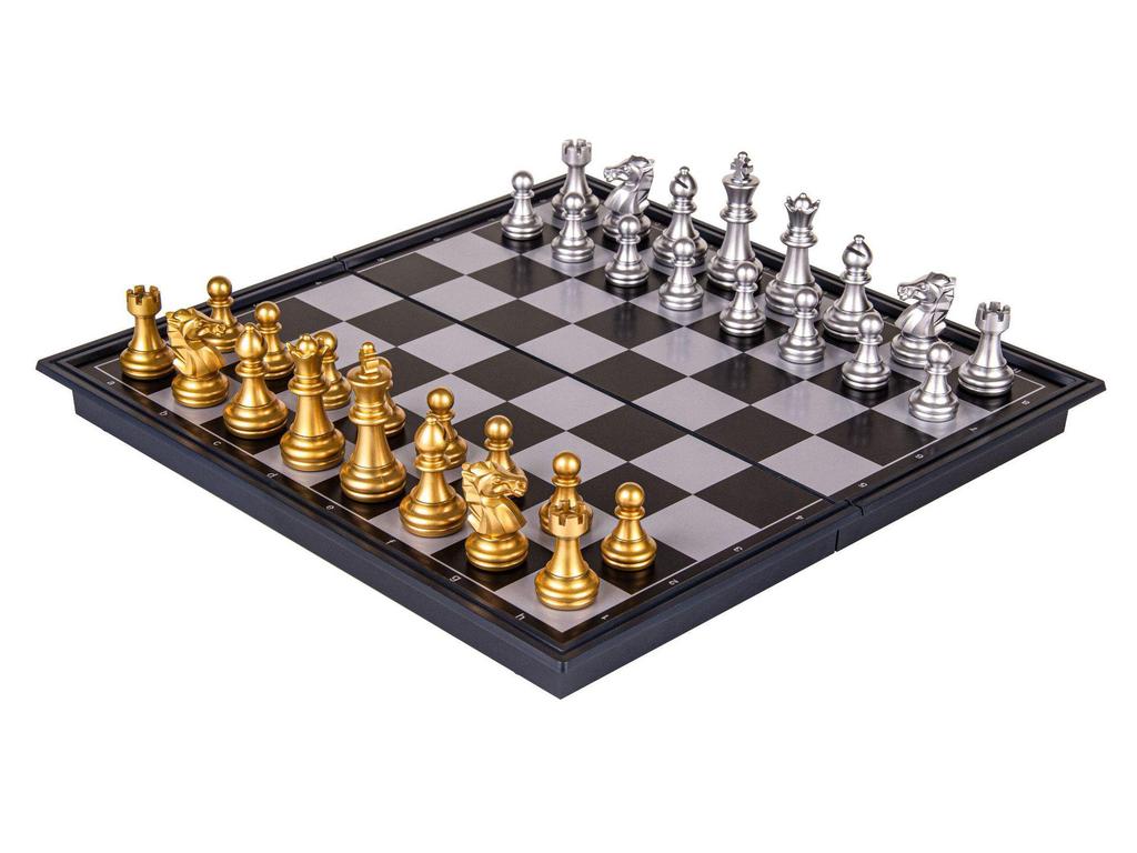 UB Union Magnetic Gold & Silver Folding Chess Set - Plastic Desktop Leisure Toy, Perfect Student Gift