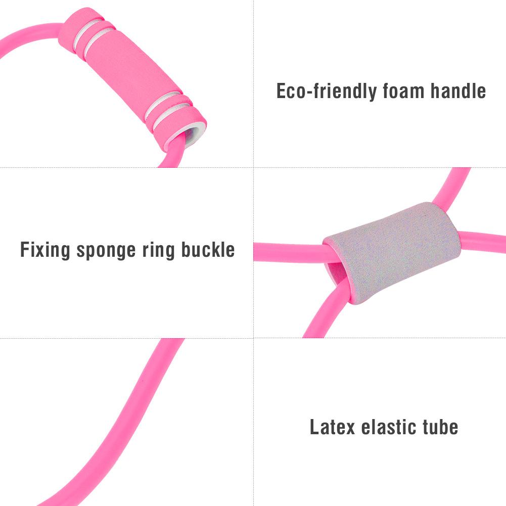 2Pcs 8 Shaped Pull Rope Chest Expander Elasticity Belt Stretching Strap Yoga Fitness Equipmentpink
