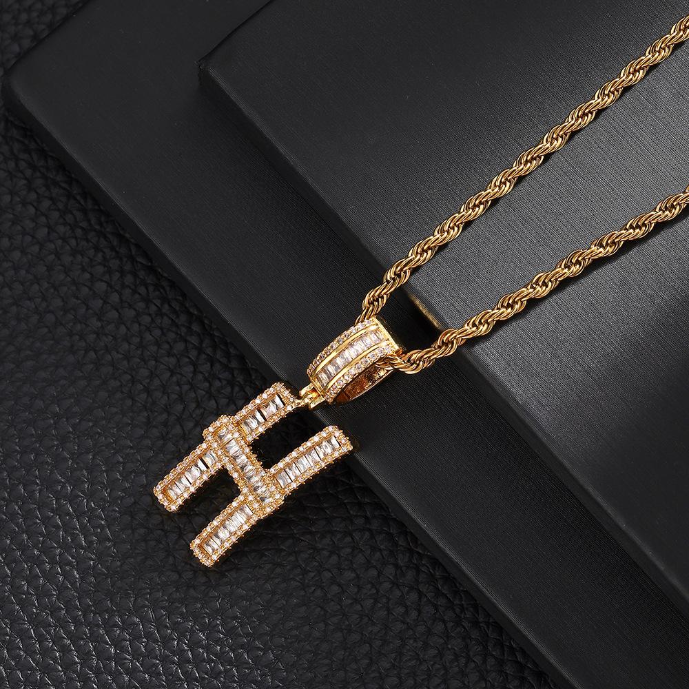 26 English Letters Pendant Necklace Copper Inlaid Zircon Versatile Jewelry Necklace