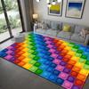 3D Print Colorful Geometric Block Living Room Rugs Non-Slip Hallway Bedroom Bathroom Mat Home Entrance Carpet Kitchen Floor Mat