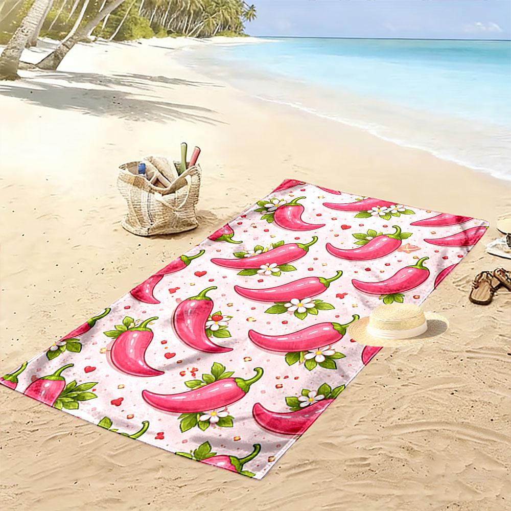 Spicy Blooms Enchanting Harmony Print Beach Towel, Quick Drying, Suitable for Travel, Outdoor Sports, Jogging, the Beach and Swimming, Gift