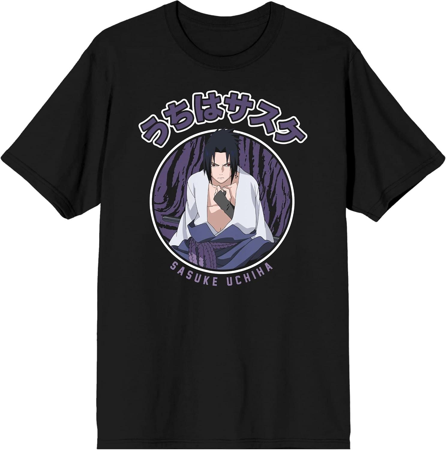 Мужская черная футболка Саске Учиха Naruto Shippuden XXXXXL чёрный