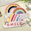 Rainbow Non-Slip Water-Absorbent Semicircle Bathroom Mat - Cold-Insulating, Machine Washable Floor and Door Mat