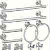 10pcs/Set Towel Bar Set Includes 2 Towel Racks for Bathroom 4 Towel Hook 2 Ring 2 Toilet Paper Holder-Black Holder