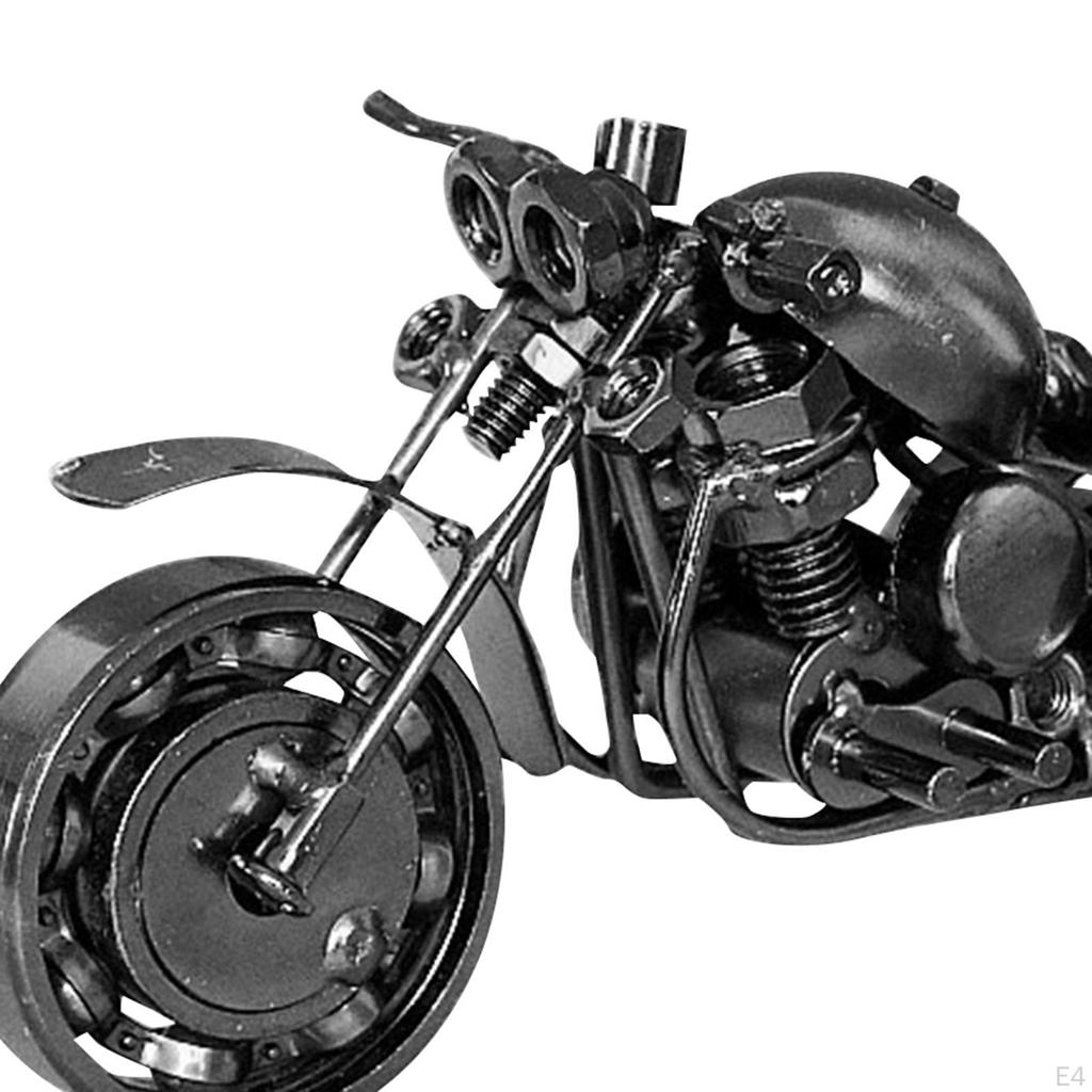 Metal Three Wheeled Motorcycle Figurine Statue 16x6.5x8.5cm Decorative Retro Crafts Sturdy