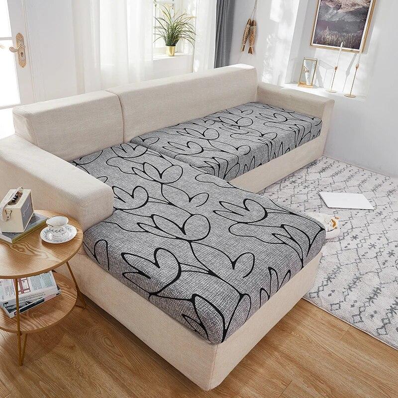 Sofa-Sitzkissenbezug für Wohnzimmer, Stretch-bedruckter Sofa-Schonbezug, L-förmiger Ecksofa-Bezug, Funda-Sofa, elastischer Couch-Bezug