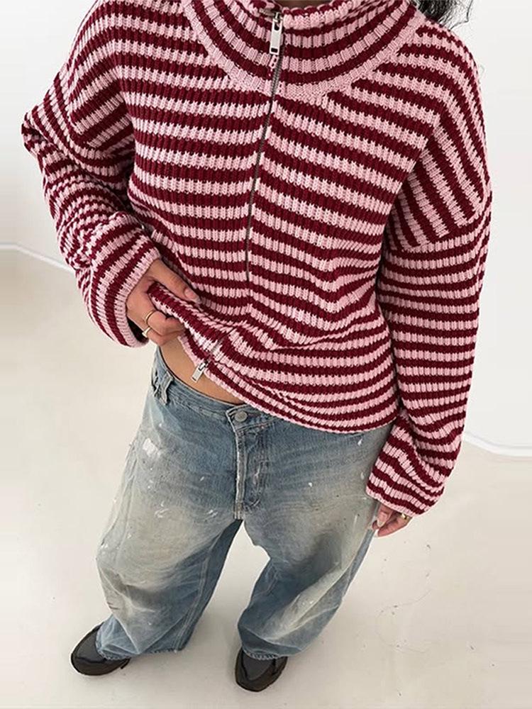 2025 Autumn/Winter Women's High-End Stand Collar Slim Fit Cardigan Sweater