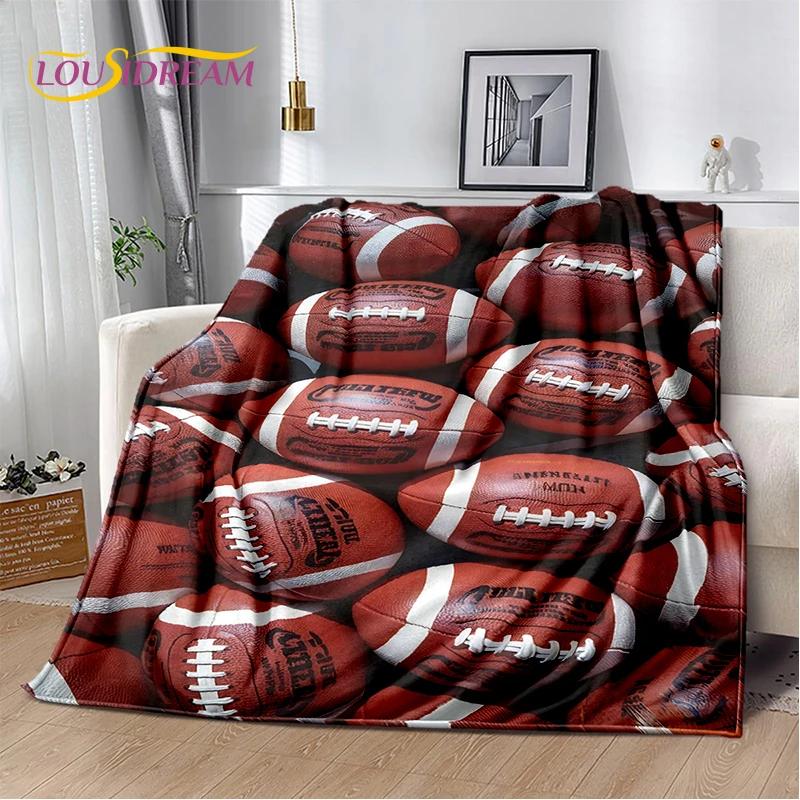 3D Rugby Field Rugby American Football Cartoon 2026 Soft Blanket,Soft Throw Blanket for Home Bedroom Bed Sofa Travel Cover Child