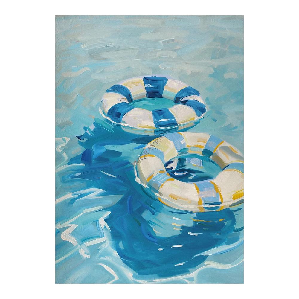 Blue Coastal Beach Seashell Sailboat Posters Prints Canvas Painting Wall Art Pictures Living Room Home Decor Cuadros