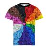 T-shirt Grafica a Blocchi Degradé da Ragazzo Stampa Digitale 3D Casual Elastica a Maniche Corte per Attività Estive all'Aperto Abbigliamento per Bambino