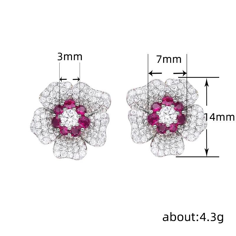 Cao Shi High-End French Flower Diamond Earrings - Unique, Trendy, Temperament-Enhancing Design