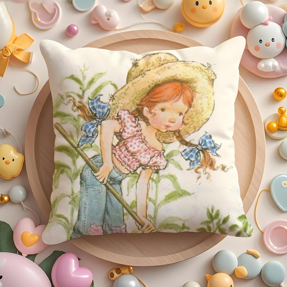 Art Sarah Kay Swing Girl Cushion Cover Short Plush Double-Sided Printing Home Machine Washable In Warm Winter Pillow Case