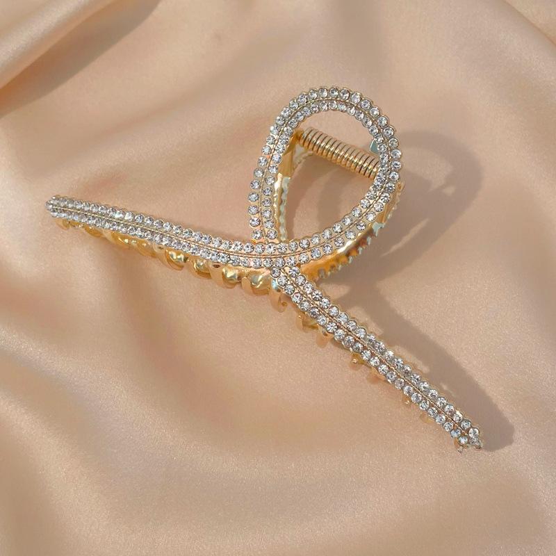 Fashion Metal Grab Clip Korean Large High-end Sense Hair Grab Retro Headwear Elegant Alloy Shark Clip Pearl Hairpin
