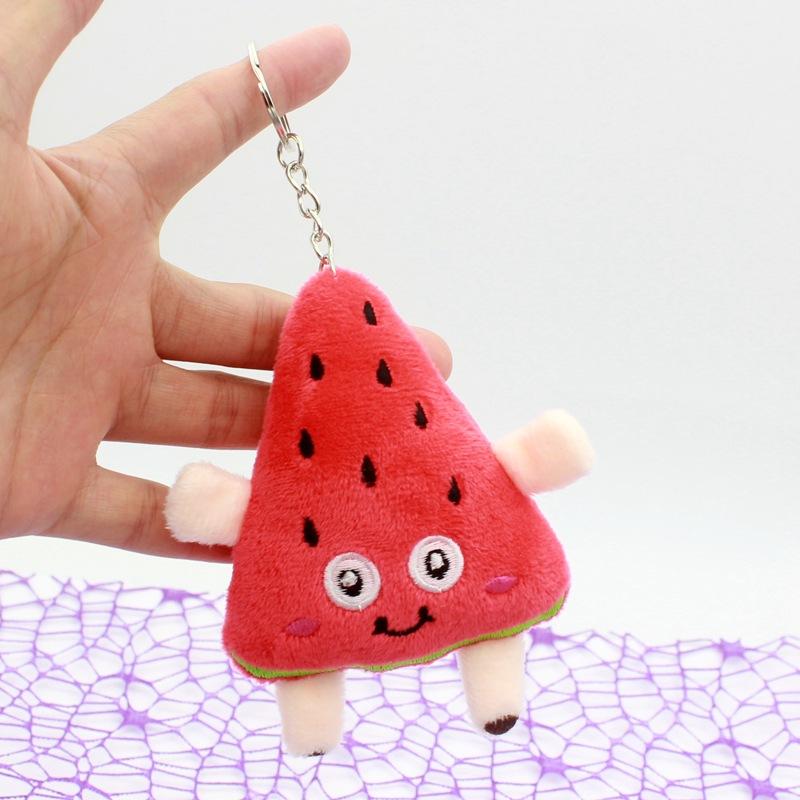 Cartoon Fruit Doll Pendant Carrot Strawberry Avocado Keychain Backpack Watermelon Plush Pendant Car Keyring Jewelry Accessory