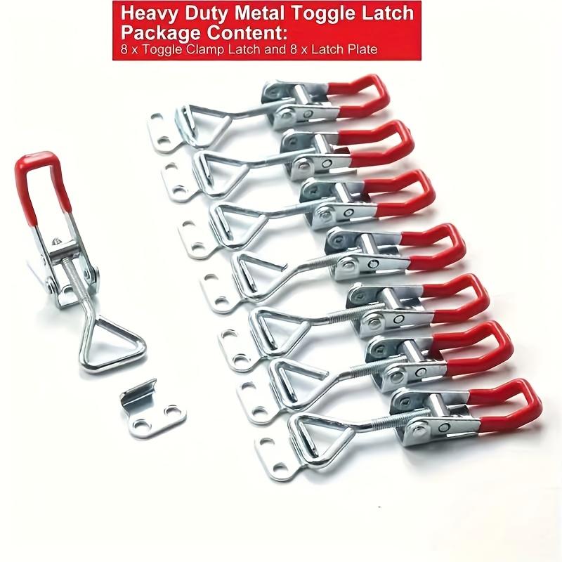 8Pcs Heavy-Duty Metal Toggle Latch Kit, With Adjustable Buckle And Mounting Plate Quick Clamp, 360 Lbs Load Capacity, Uncharged Locking Mechanism
