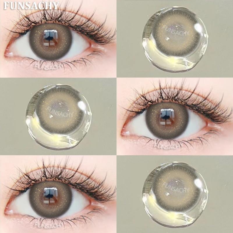 FUNSACHY 1 pár přírodně hnědých kontaktních čoček pro oči velké černé oči čočky korejská krása šedé zornice módní barevné oční kontakty