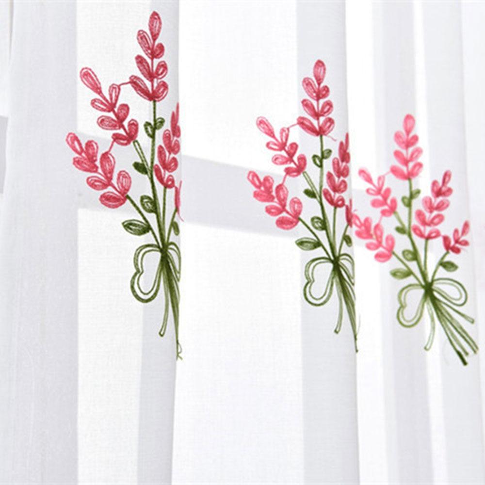 

Тюль с цветочной вышивкой для окна, тонкая кружевная занавеска, вуаль, прозрачная занавеска, украшение для гостиной розовый