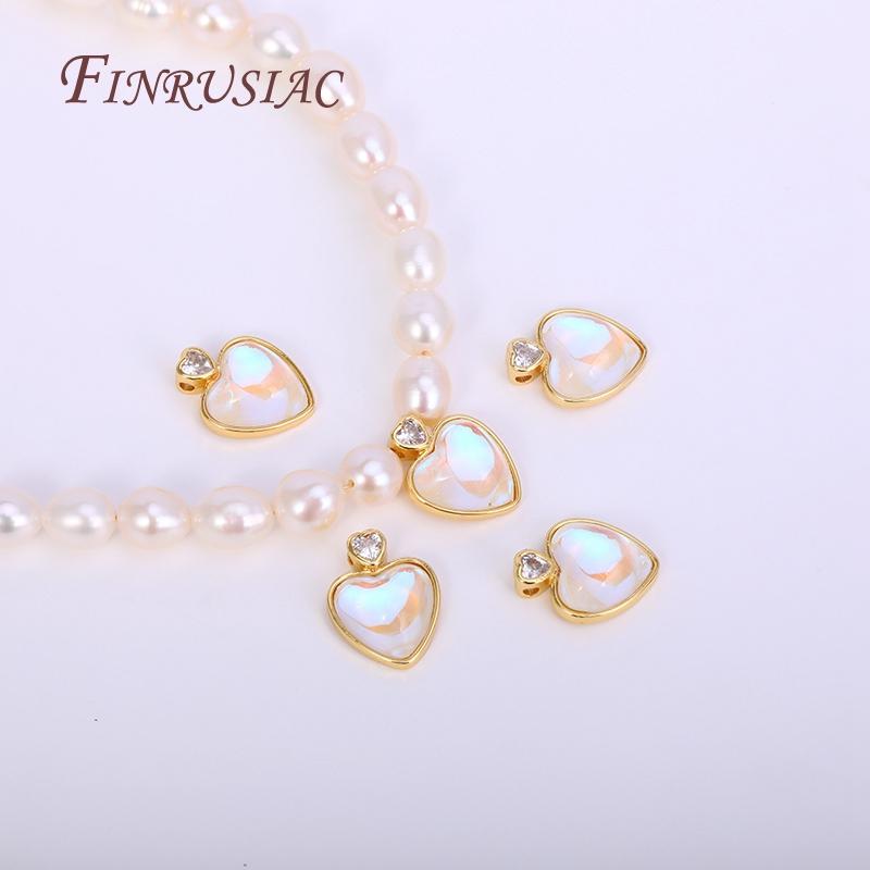 18K Gold Plated Round/Square/Heart Epoxy Resin Gem Pendant For Pearl Necklace Making, DIY Craft Jewelry Making Supplies