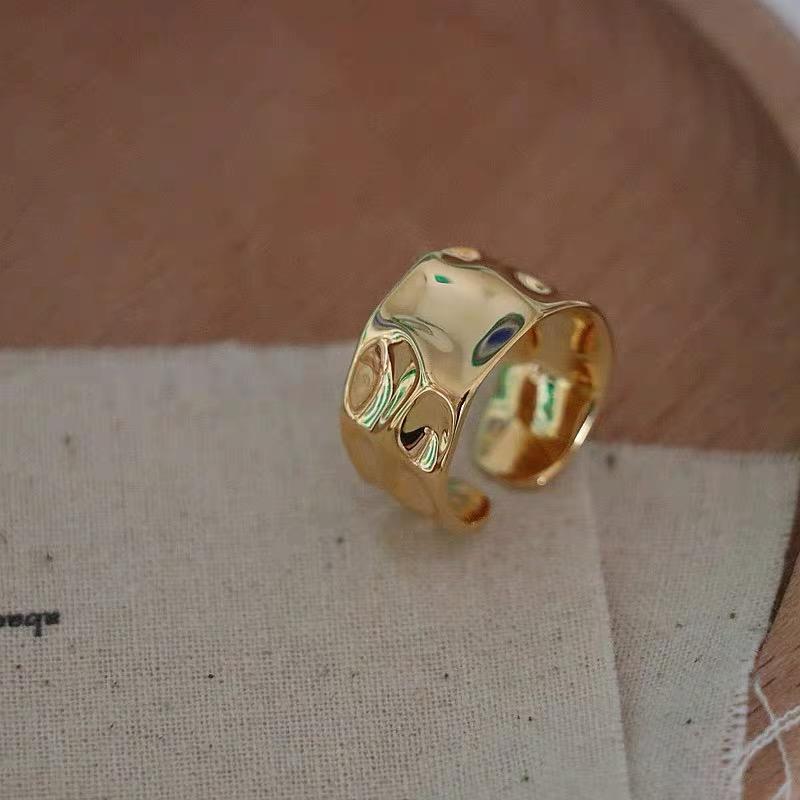 BF CLUB 925 Sterling Rings for Women Fashion Geometric Handmade Irregular Bump Narrow Gold Ring Party Christmas Gift