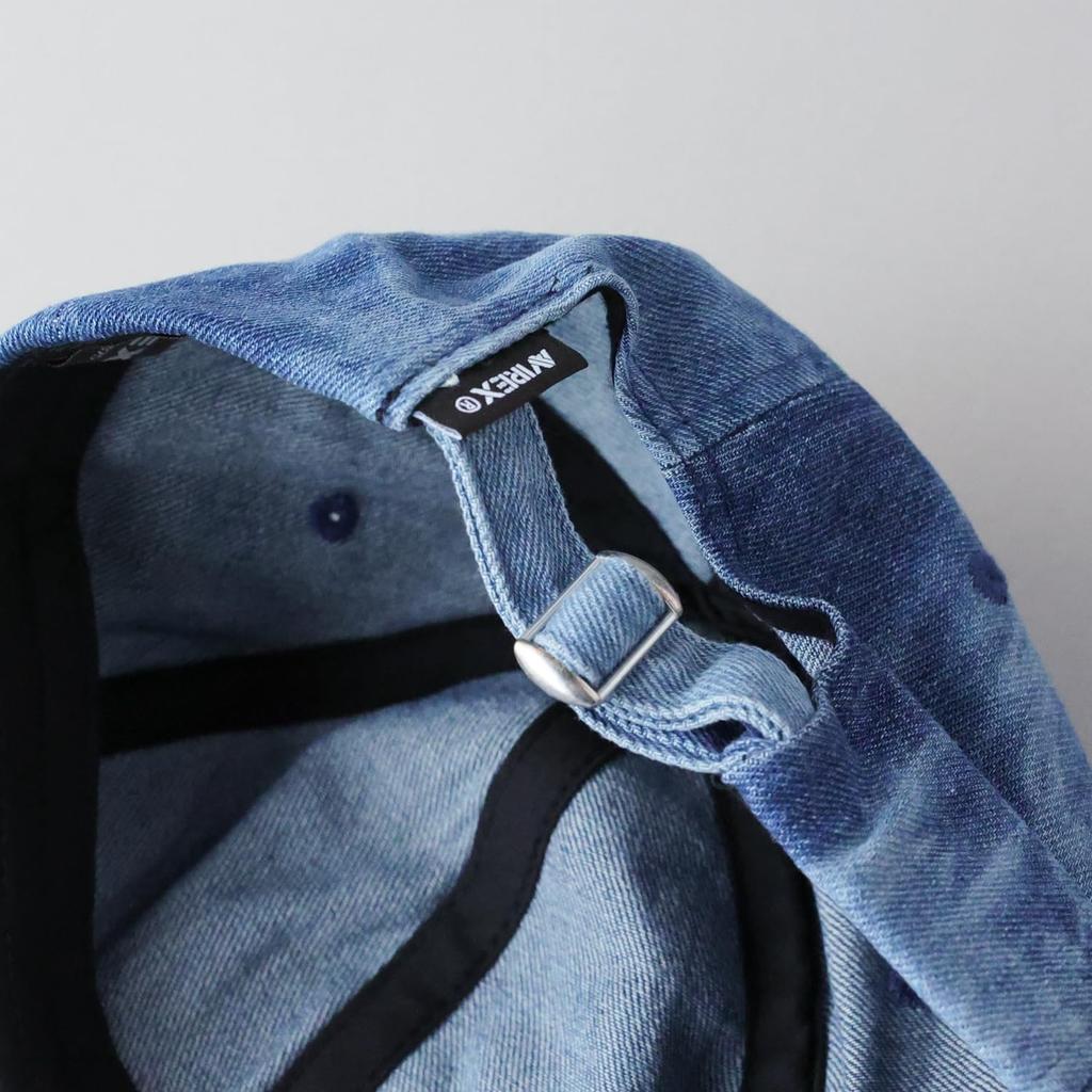 Military Fade Denim Low Cap Embroidered Hat American Casual Summer Baseball Cap Indigo 068 [Avirex] Men's MA-1