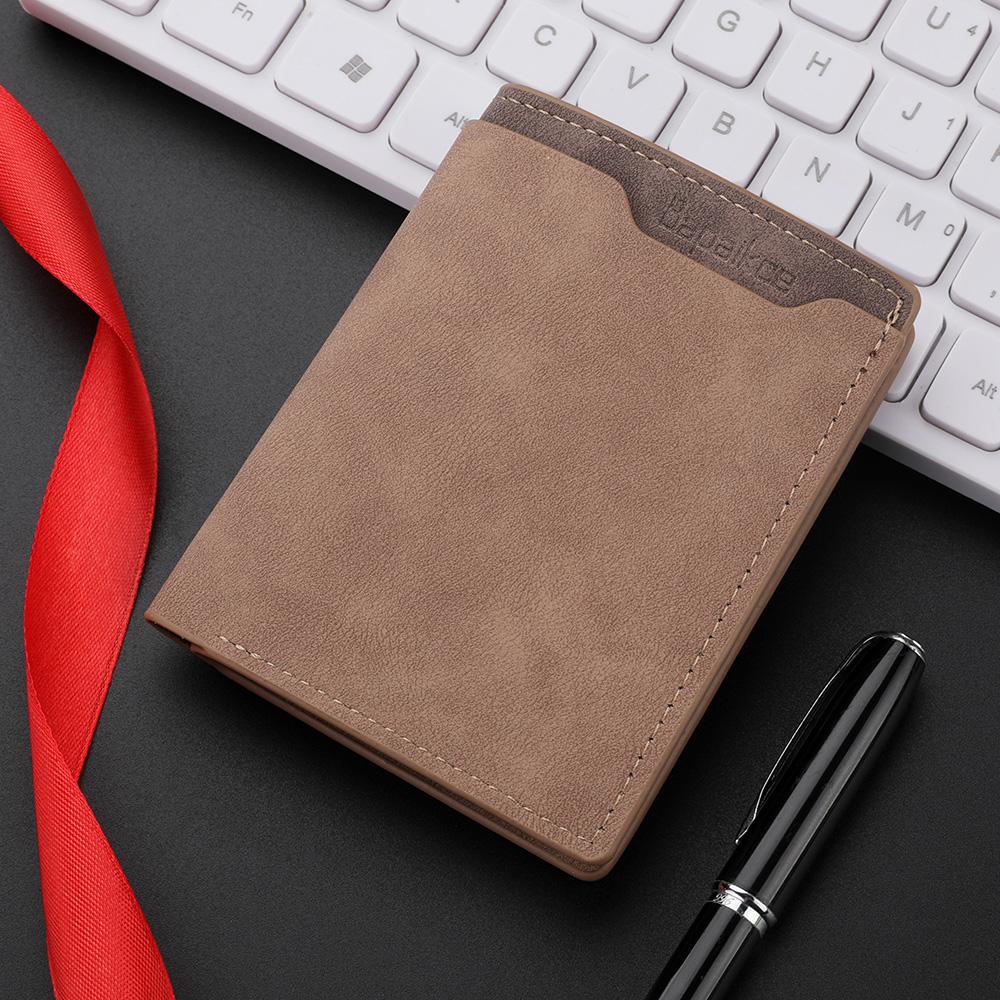 Men's Fashion Short Wallet Multi-Card Holder Vertical PU Leather Vintage Men's Wallet