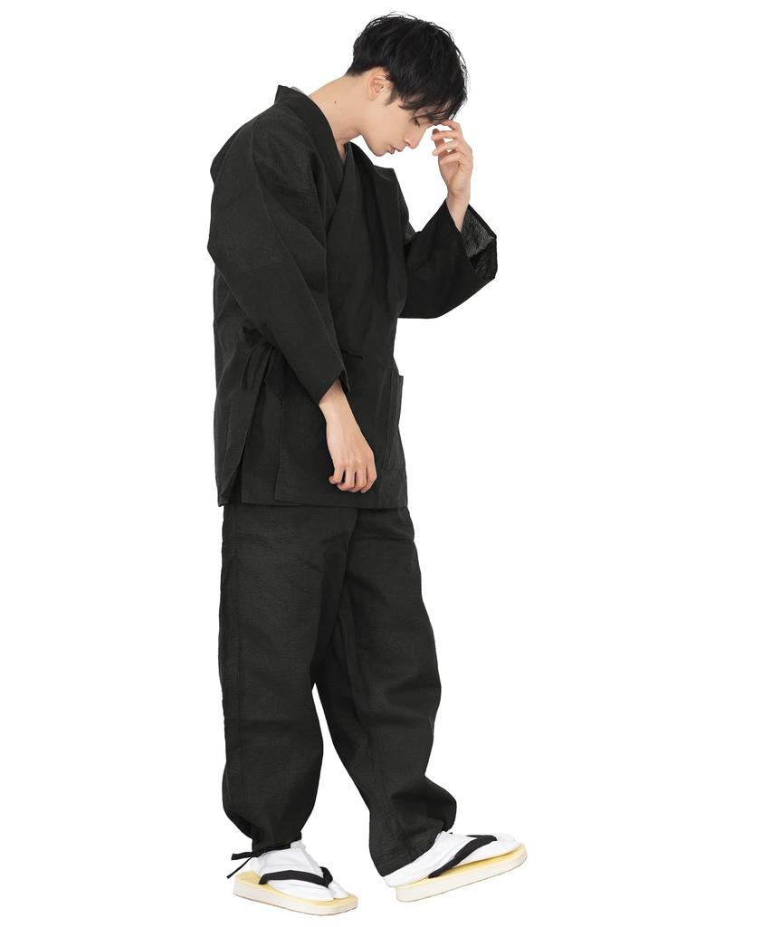 Samue for size 39 [KYOETSU] men, summer, shijira, (black, M)