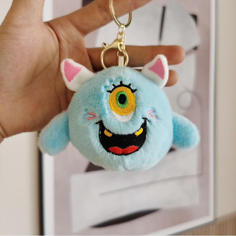 Adorable Plush Monster Keychain Cute Stuffed Toy With Big Eyes 4 Inches Perfect For Bags And Gifts