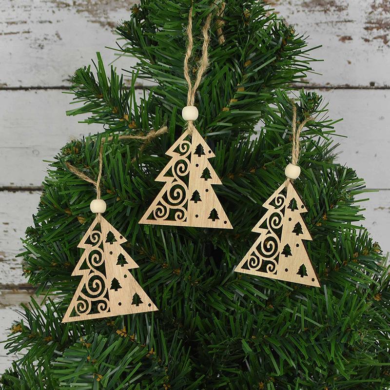 3 Stück Vintage Weihnachten Holzanhänger Ornamente DIY Holzhandwerk Weihnachtsdekorationen Weihnachtsbaum Hängeornamente Geschenke