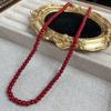 New Chinese Red-Green 4Mm Glazed Bead Necklace Female White Lobster Buckle Clavicle Chain Temperament Neck Chain