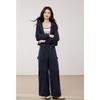 Women's Autumn Workwear-Inspired Sportswear Set: Cropped Jacket & Wide-Leg Pants