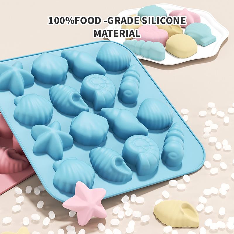 Marine Theme Fondant Molds,Seashell Conch Starfish Baking Silicone Molds for Cake Decoration Chocolate Soap Crafting