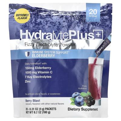 Hydralyte Plus+, Liquid Electrolyte Powder, Berry Blast, 20 Packs, 0.31 Oz (9 G) Each
