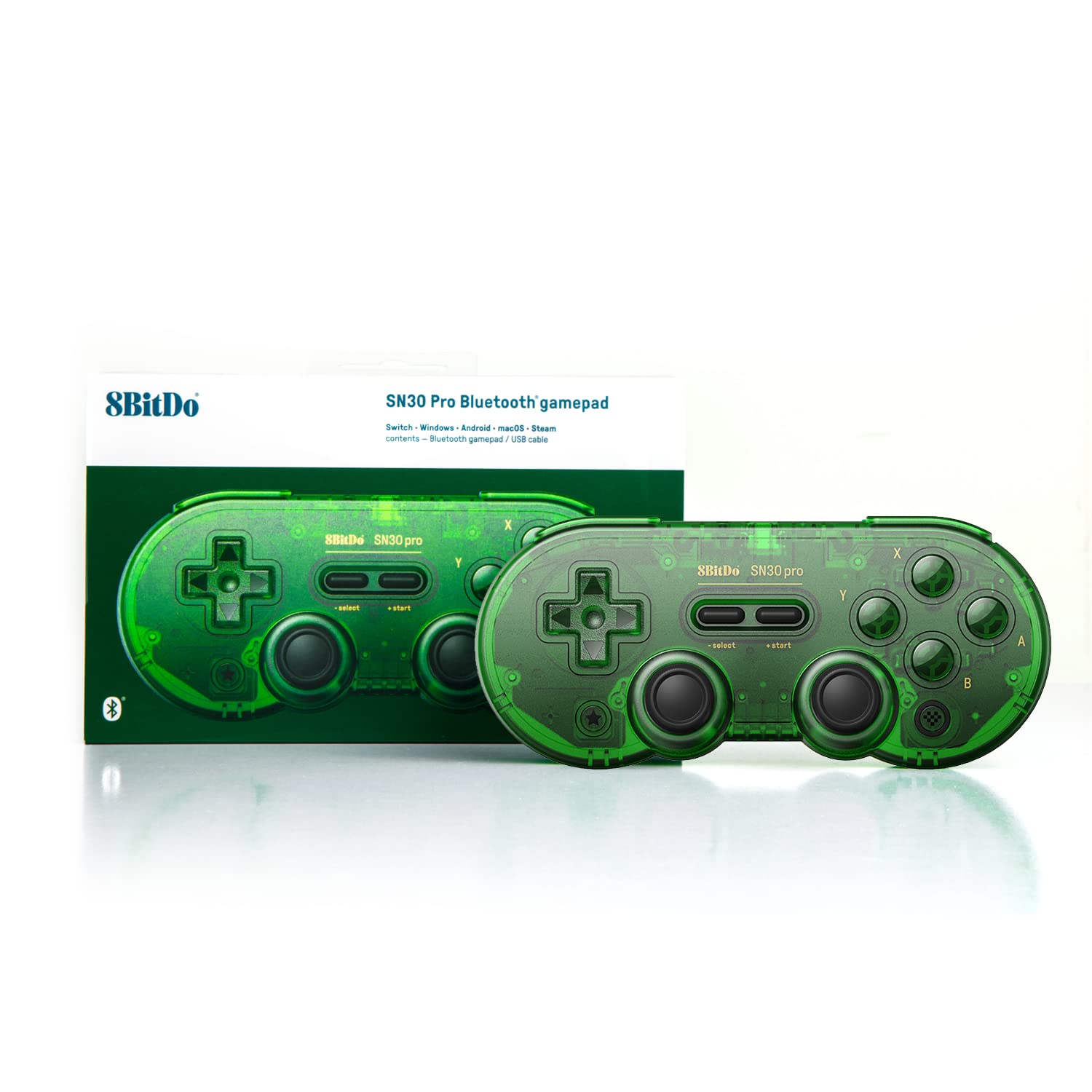 

8Bitdo SN30 Pro Wireless Bluetooth Controller for Switch Steam and Raspberry Pi Switch, OLED, Windows, Android, macOS, Deck, (Jade Green)