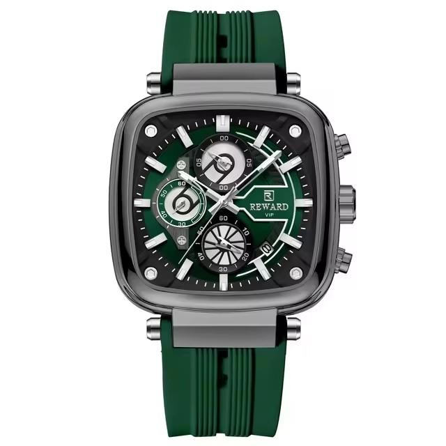 REWARD 831509 RD831509M Square Shape Dial Men Wrist Watch 30M Life Waterproof Quartz Movement Clock Silicone Strap Men's Watches