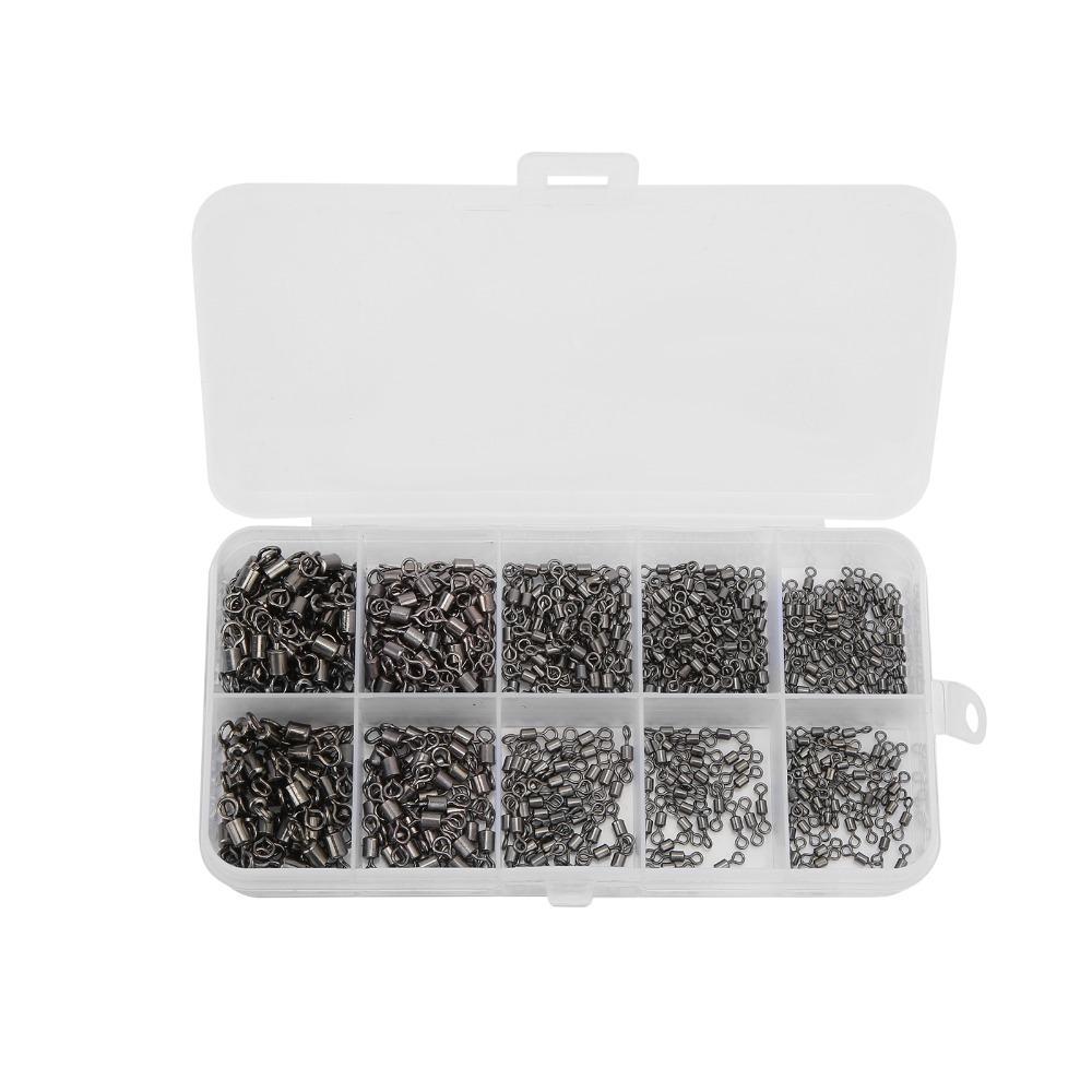 

500PCS High Carbon Steel Rolling Barrel Fishing Swivels 4# 6# 8# 10# 12# Mini Fishing Bearing Swivels Black Heavy Duty