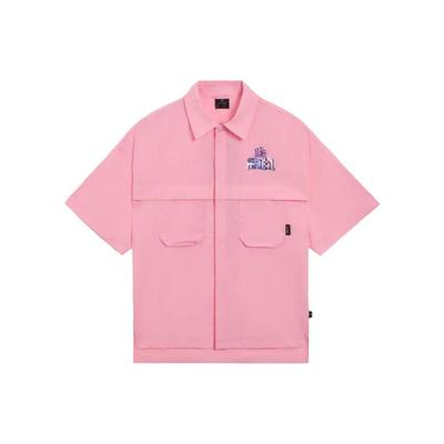 Loose Fit Trendy Casual Sports Short Sleeve Shirt Men Shirts Fengxian-Pink ASHS443-2