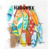 Haooryx Summer Surfboard Surfing Hanging Wooden Ornaments Decorations - 31Pcs Surf Board Shaped Beach Signs Wood Ornament with String for Home Summer