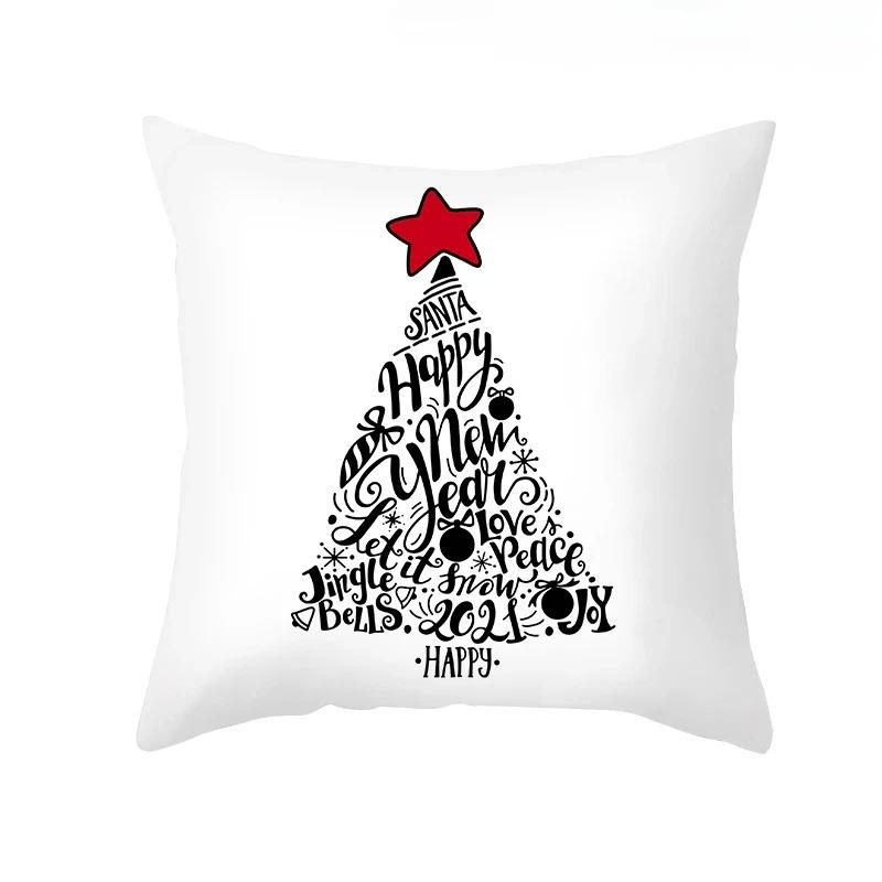 1 Piece of Christmas Decoration Pillowcase Cartoon Santa Claus Snowman Pattern Sofa Cushion Suite Room Home Decoration Gift