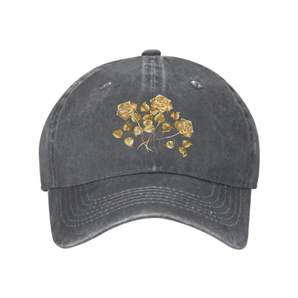 Golden Rose Washed Students Sun Baseball Hats Adjustable Cotton Streetwear Shading Sport Breathable Cap For Travelling Hip Hop
