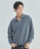 Ladeuedisyeon Collared Half Zip Sweatshirt_Blue