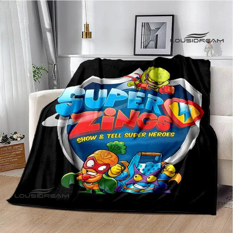 3D Cute Cartoon Super Zings Blankets Picnic Blanket Warm Flannel Blankets Soft and Comfortable Blanket Bed Linings Birthday Gift