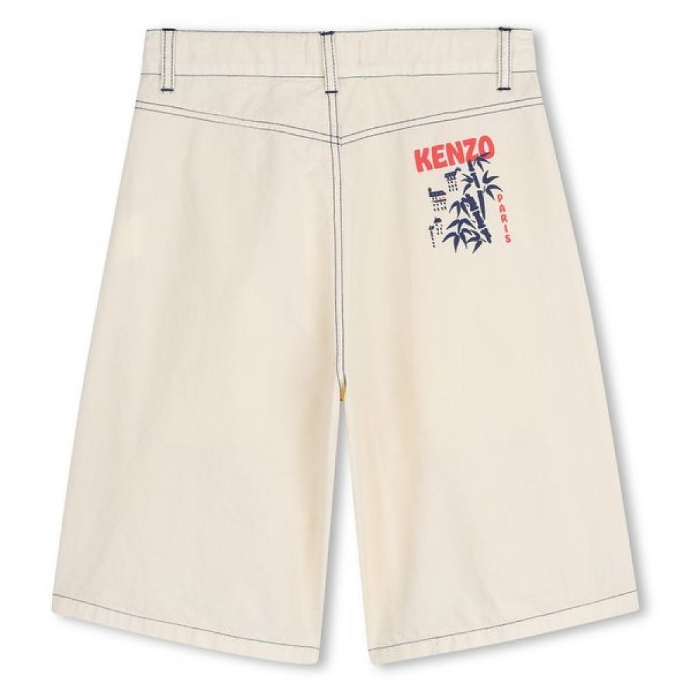 Kenzo Kids 14 Years Kenzo Garden Stitch Logo Shorts  26ss Z265afp221 