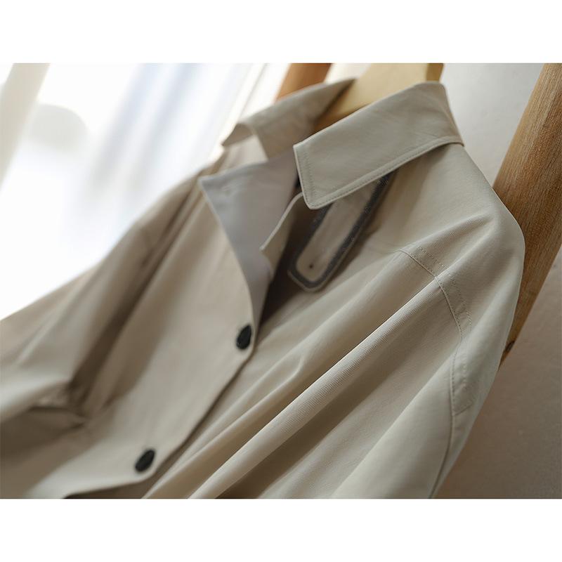 Handsome Short Trench Coat Women's New Spring and Autumn White Shirt Women's Thin Small Top