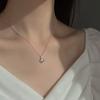 S925 sterling silver moonstone round necklace female Korean version light luxury high-end round bead side chain pendant ins wind