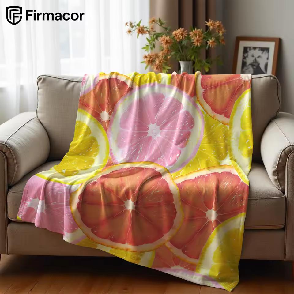 Fruit Slices Cartoon Anime Print Flannel Blanket Soft Warm Throw for Kids Bedroom Sofa Bed Christmas Office Car