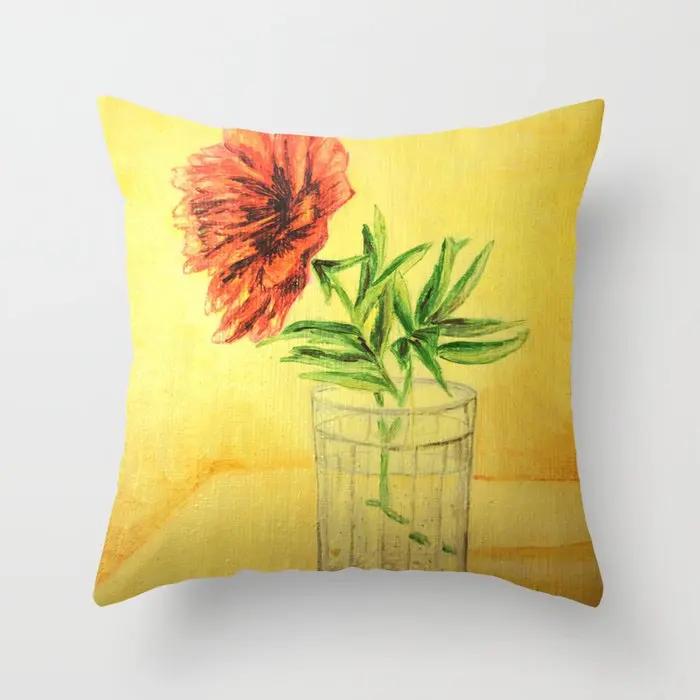 Summer Fashion Fresh Yellow Cute Pillows Case Geometry Floral Cushion Case Modern Decorative Throw Pillows for Bed Sofa Couch