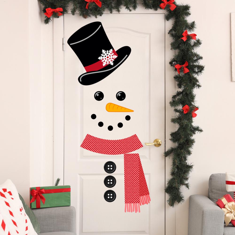 Jul Snögubbe Klistermärken Kylskåp Fönster Dekorativa Dekaler Julhelg Dekoration Roligt Uttryck Kylskåpsklistermärken