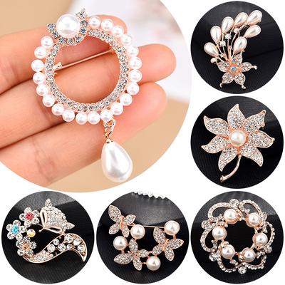 1PC Bridal Boutonniere Brooches Women Pearl Flower Decoration Jewelry Accessories Dress Shirt Pin