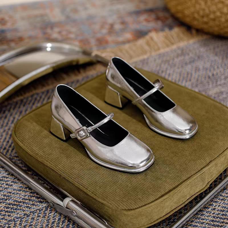 2025 Fashion Women's Shoes Mary Jane Style Ladies Shoes Female Low Heel Shallow Mouth Round Toe Solid Color Women's Shoes Party
